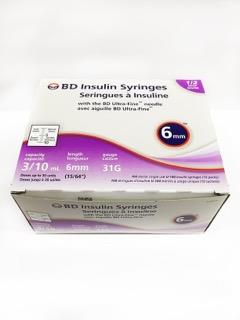 Syringe 0.3ml 31g 6mm Half Unit Box/100 Each - Behope