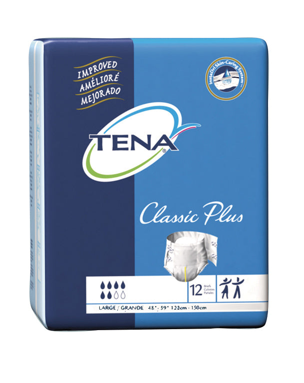 CS/6PKG (12/PKG) TENA CLASSIC PLUS BRIEF, LARGE SIZE 48IN-59IN - BeHope