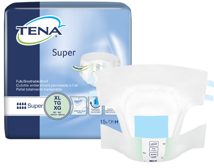 CS/4PKG (15/PKG) TENA SUPER BRIEF, X-LARGE SIZE 60IN-64IN, GREEN - BeHope
