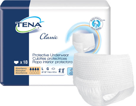 Cs/4pkg (18/pkg) Tena Protective Underwear, Classic, Large 45in-58in - BeHope