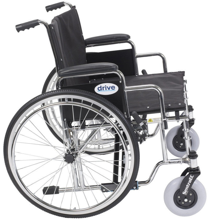 Sentra Ec Heavy Duty Extra Wide Wheelchair, Detachable Full Arms, Swing Away Footrests, 26" Seat - BeHope