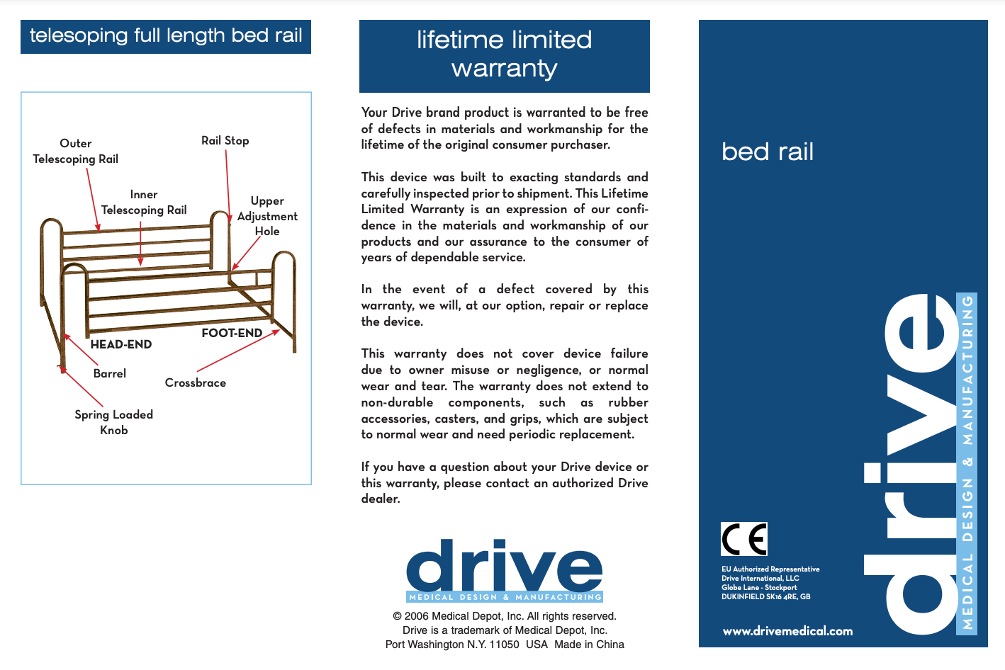 Full Length Hospital Bed Side Rails - BeHope