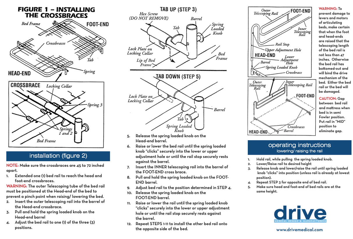 Full Length Hospital Bed Side Rails - BeHope