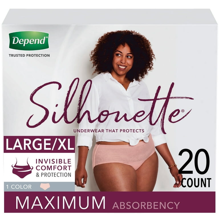 Depend Silhouette Maximum Pink Underwear Large Female Bulk - Package Of 20 - Behope