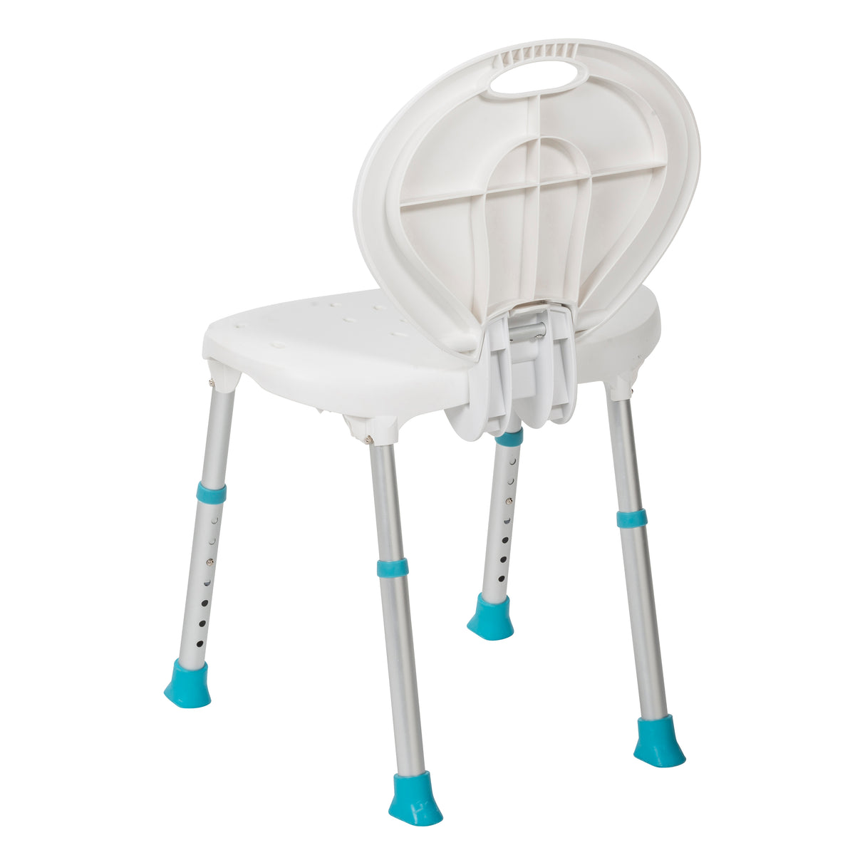 Chaise de bain et de douche pliante avec assise et dossier antidérapants, blanche