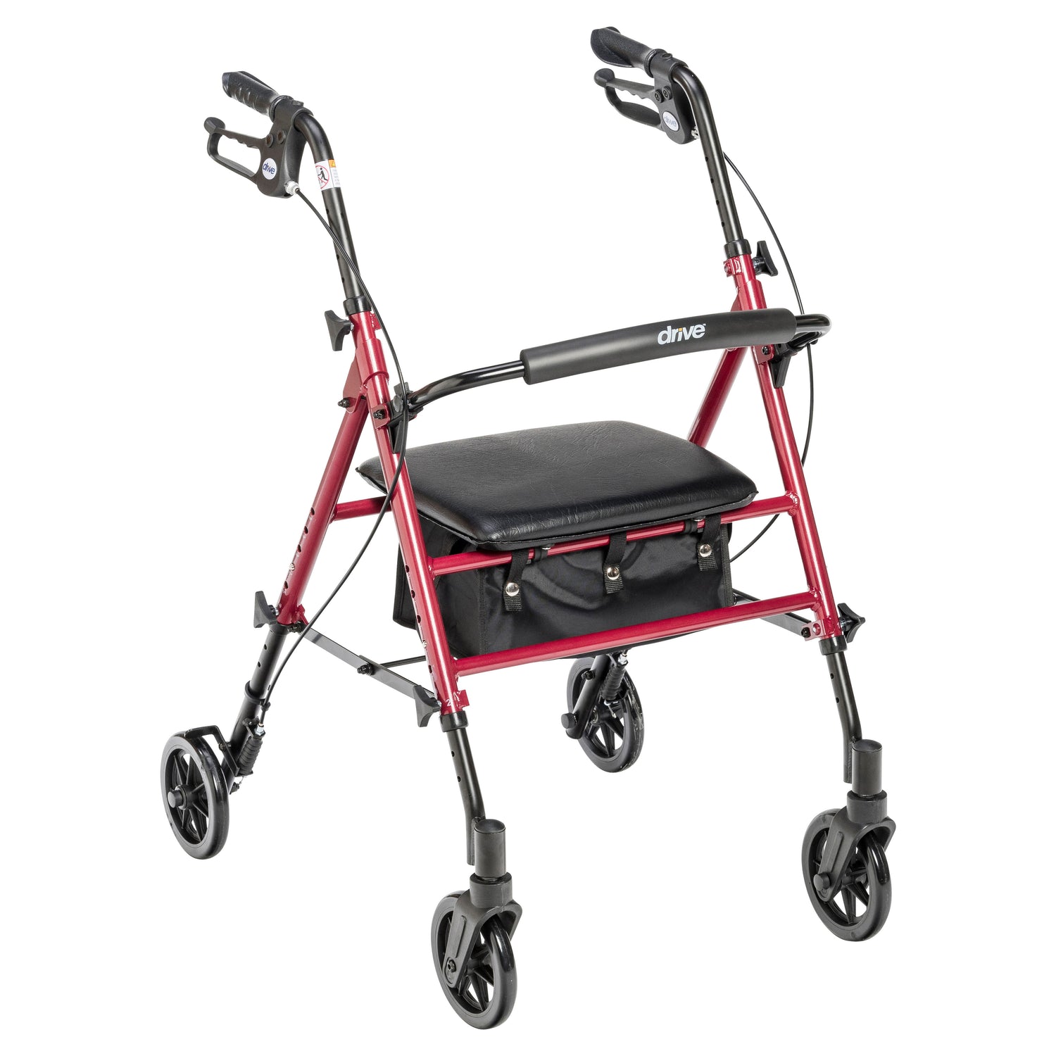 Adjustable Height Rollator Rolling Walker with 6" Wheels, Red - Behope - RTL10261RD