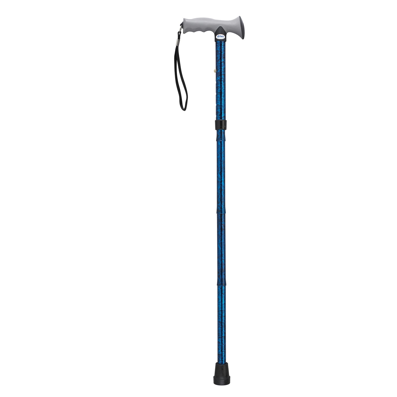 Adjustable Lightweight Folding Cane with Gel Hand Grip, Blue Crackle - Behope - RTL10370BC
