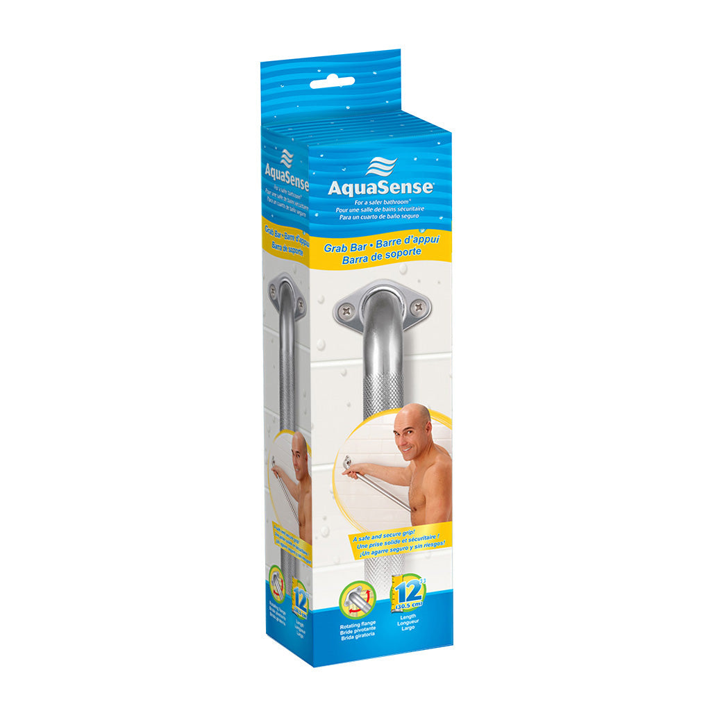 Barre d'appui moletée chromée avec bride rotative