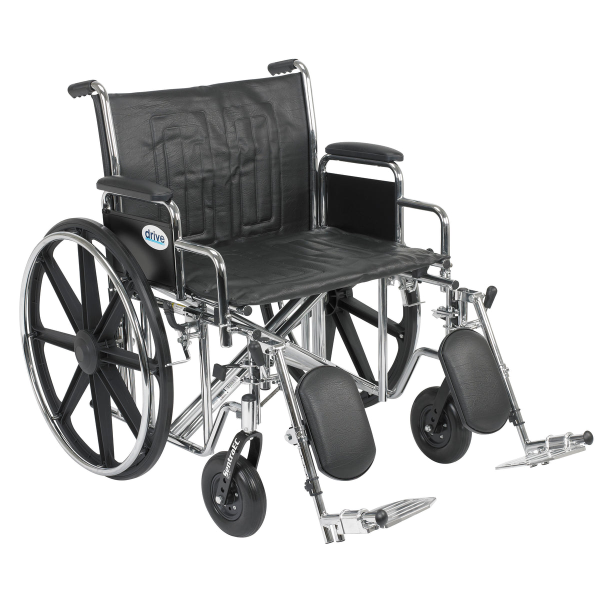 Sentra EC Heavy Duty Wheelchair, Detachable Desk Arms, Elevating Leg Rests, 24"Seat - BeHope