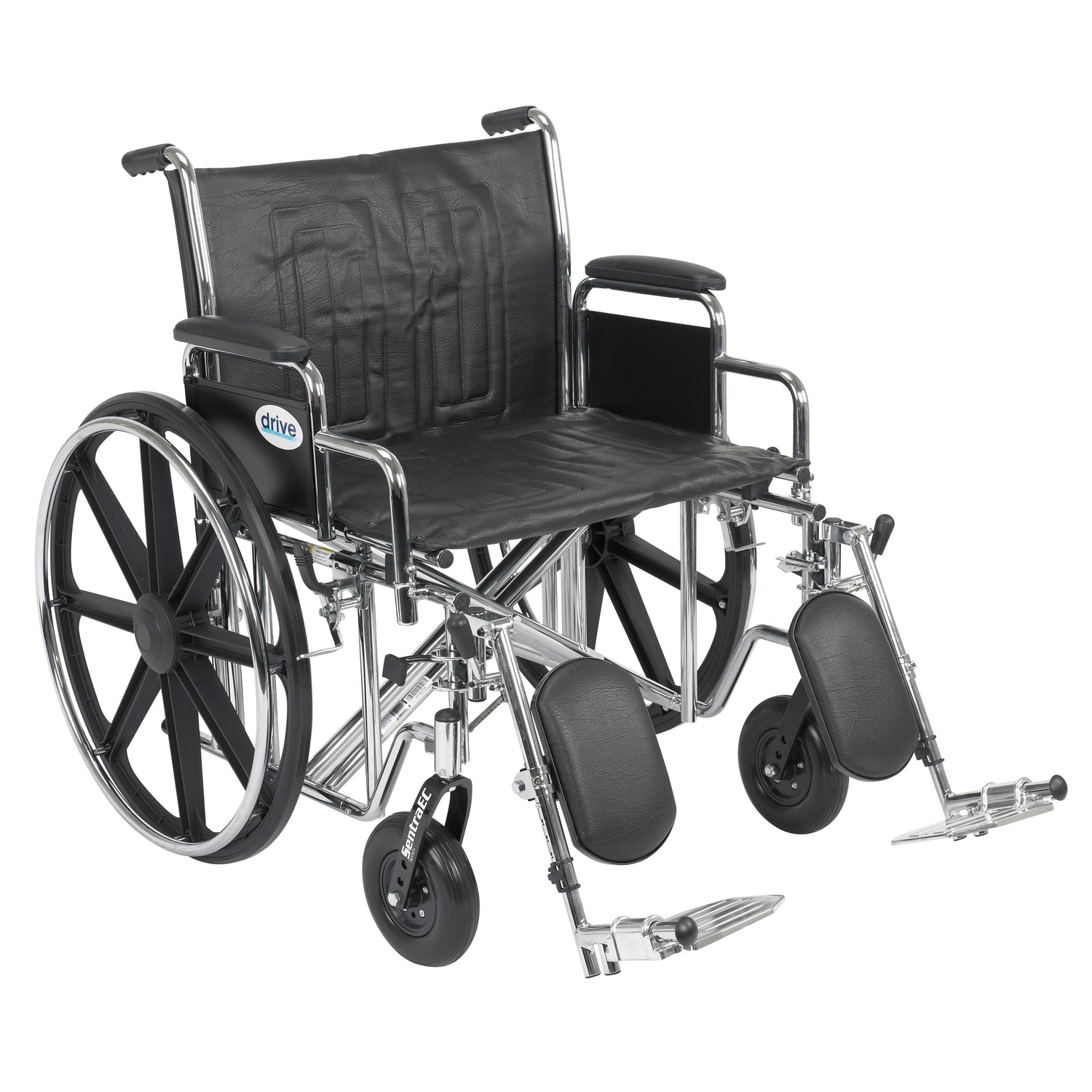 Sentra EC Heavy Duty Wheelchair, Detachable Desk Arms, Elevating Leg Rests, 24"Seat - BeHope