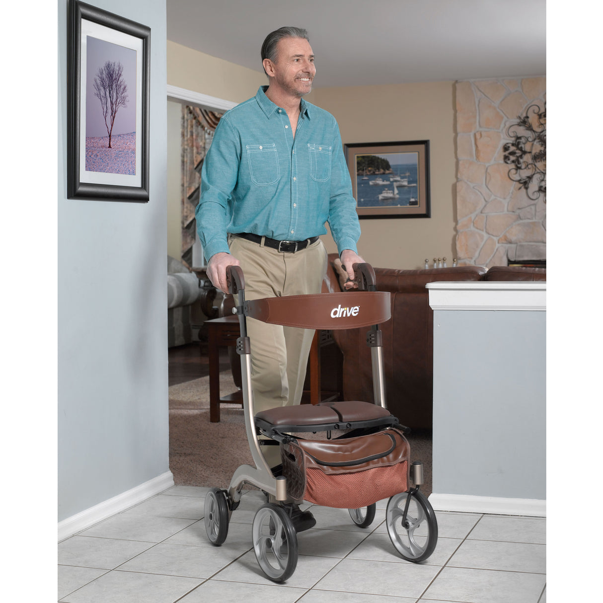 Nitro DLX Euro Style Rollator Rolling Walker, Champagne - BeHope