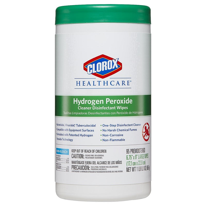 Clorox Hydrogen Peroxide Surface Disinfectant Wipe 6.75" X 9" 95 Wipes Per Container Contr/95 Each - BeHope