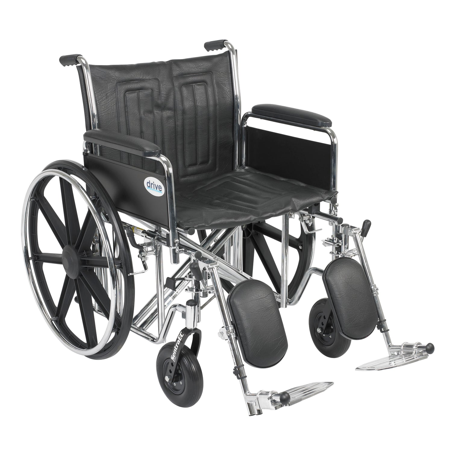 Sentra EC Heavy Duty Wheelchair, Detachable Full Arms, Elevating Leg Rests, 22" Seat - BeHope