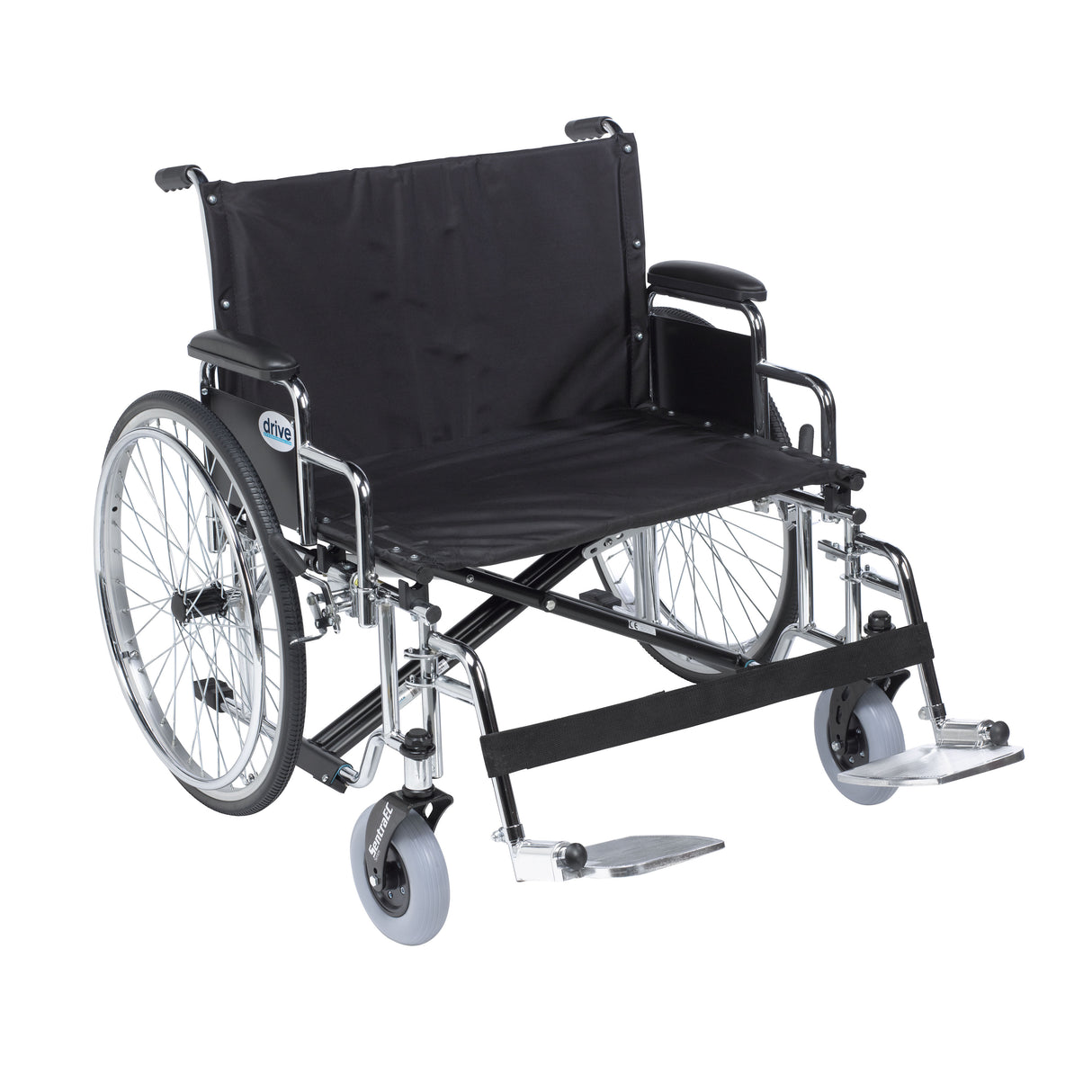 Sentra EC Heavy Duty Extra Wide Wheelchair, Detachable Desk Arms, Swing away Footrests, 28" Seat - BeHope