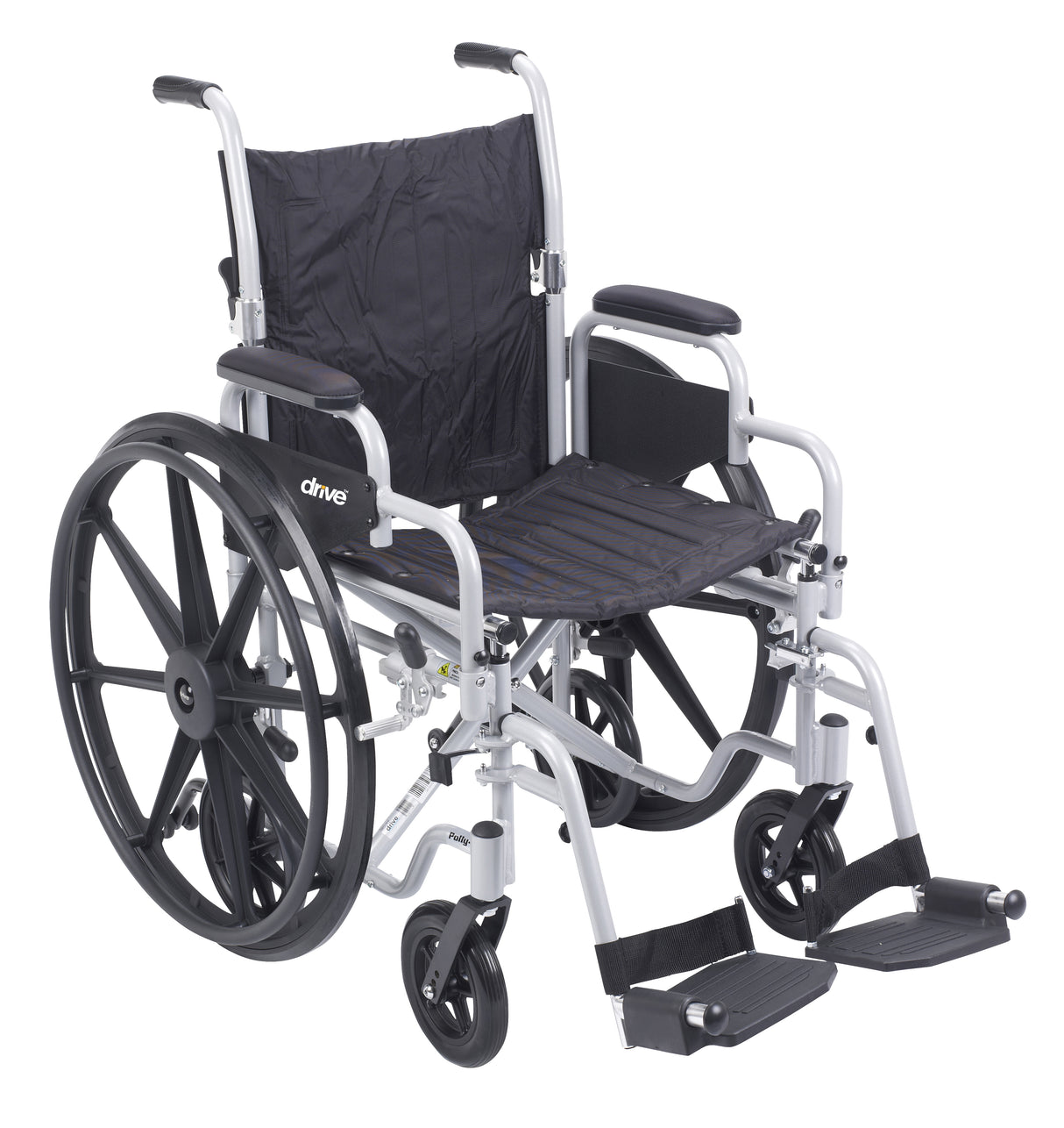 Poly Fly Light Weight Transport Chair Wheelchair with Swing away Footrests, 18" Seat - BeHope