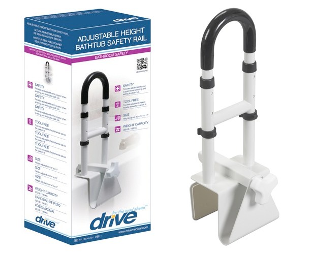 Adjustable Height Bathtub Grab Bar Safety Rail - BeHope