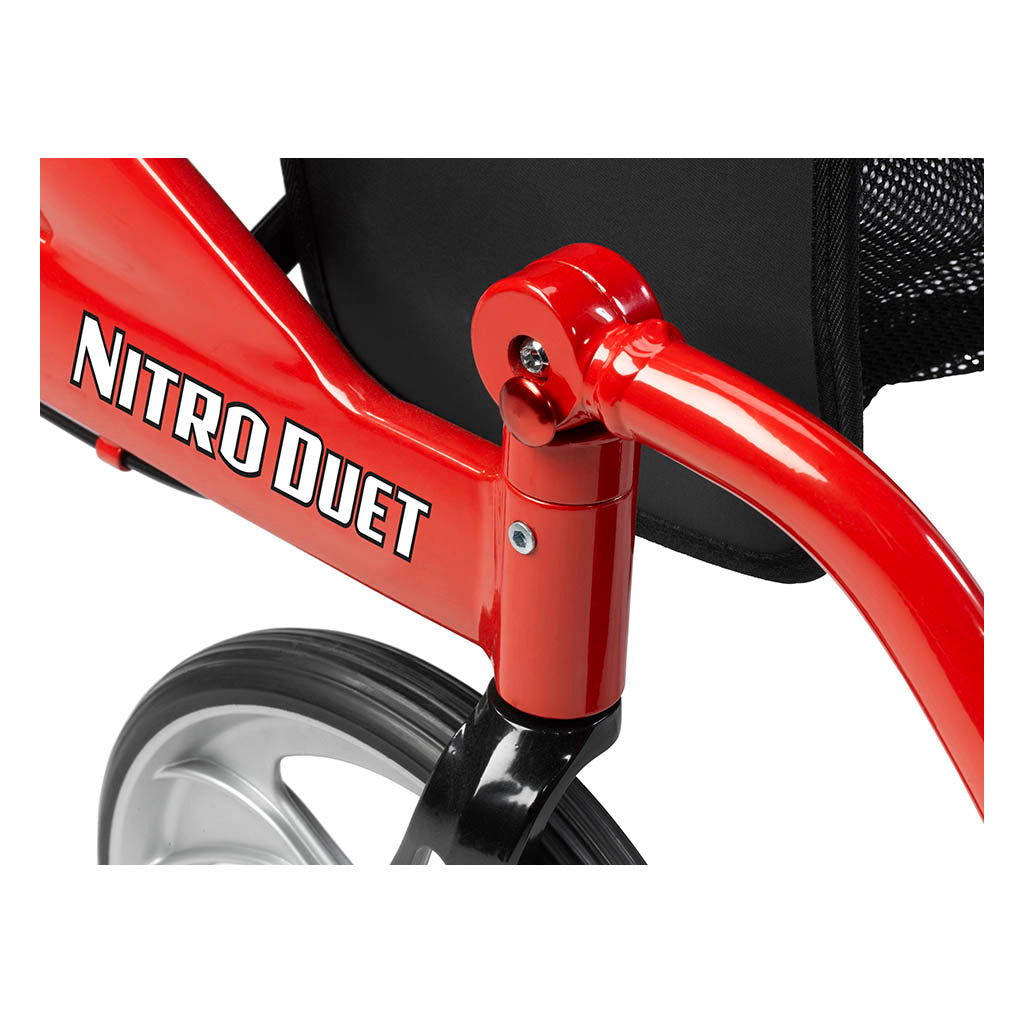 Nitro Duet Dual Function Transport Wheelchair and Rollator Rolling Walker, Red - BeHope