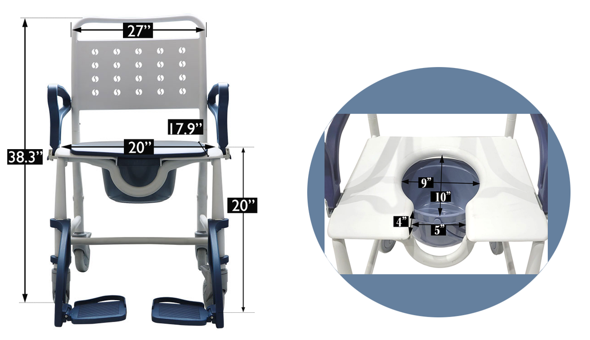 3 in 1 Shower Commode Wheelchair