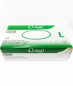 Curad 3g Synthetic Stretch Vinyl Exam Glove Powder-free Large Boxes Of 150 - BeHope