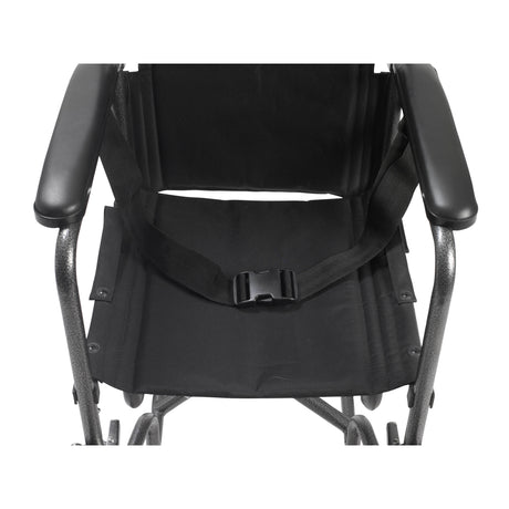 Lightweight Steel Transport Wheelchair, Fixed Full Arms, 17" Seat - BeHope