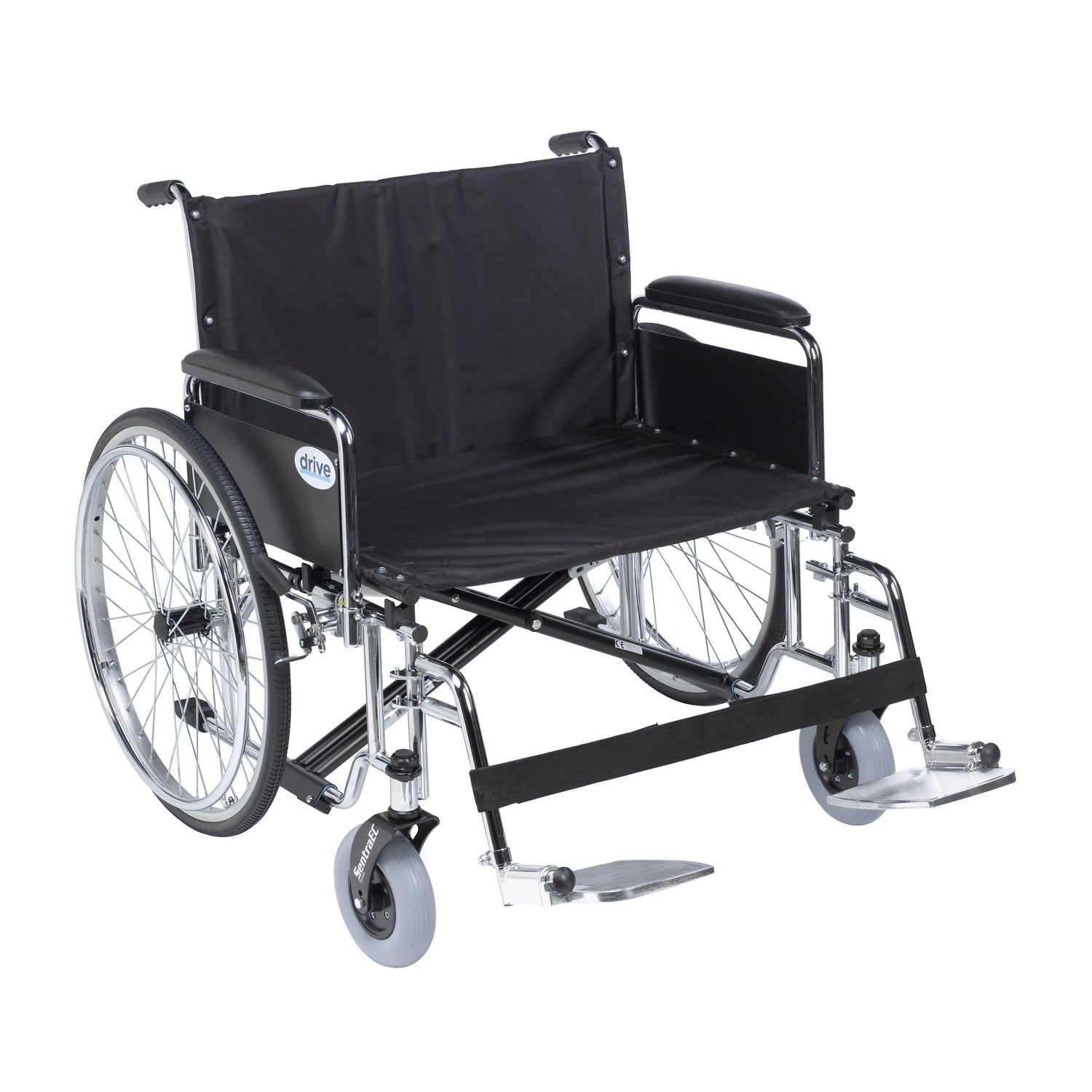 Sentra EC Heavy Duty Extra Wide Wheelchair, Detachable Full Arms, Swing away Footrests, 26" Seat - BeHope