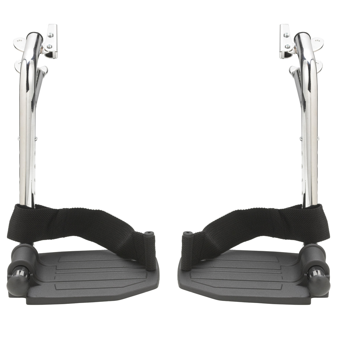 Chrome Swing Away Footrests with Aluminum Footplates, 1 Pair - BeHope