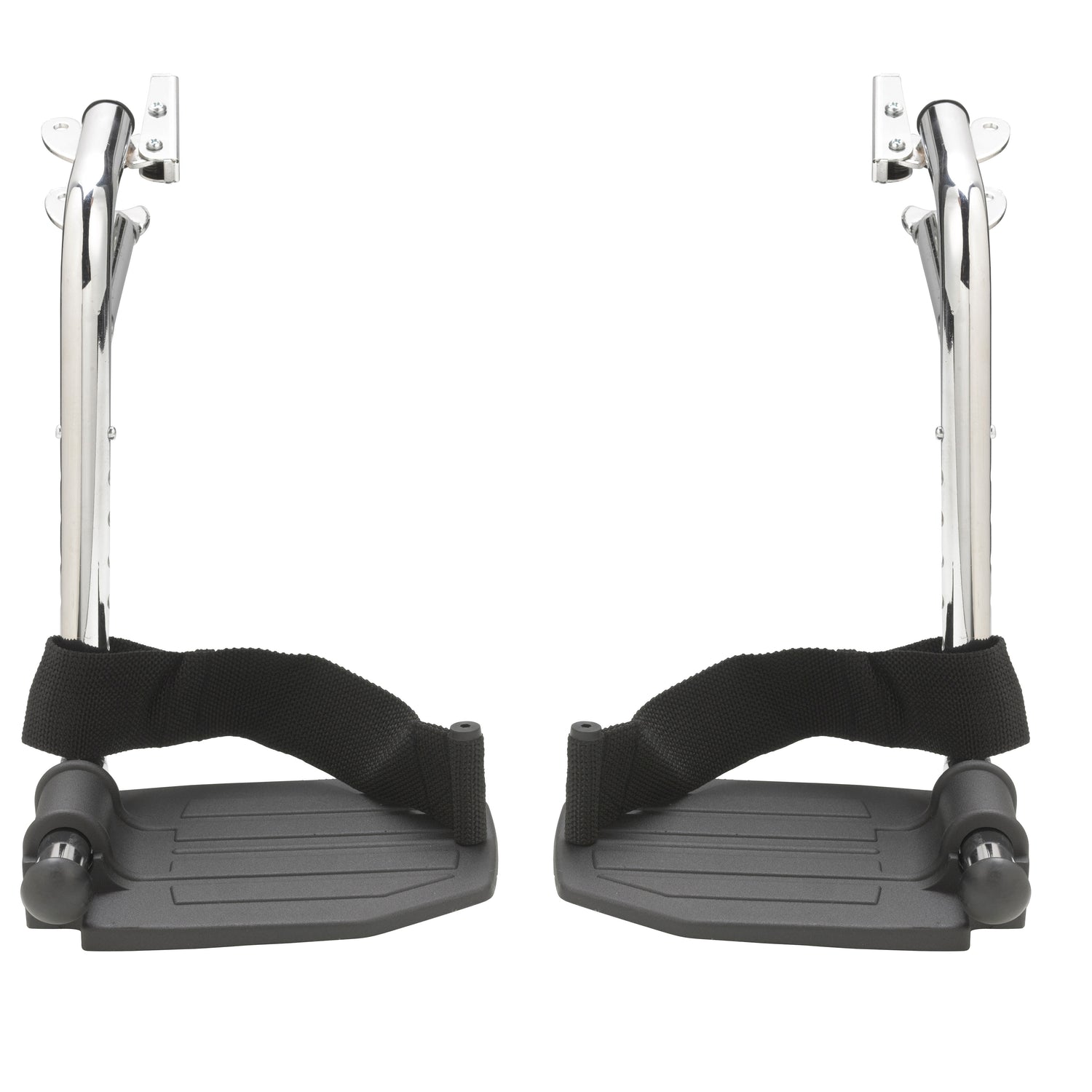 Chrome Swing Away Footrests with Aluminum Footplates, 1 Pair - BeHope