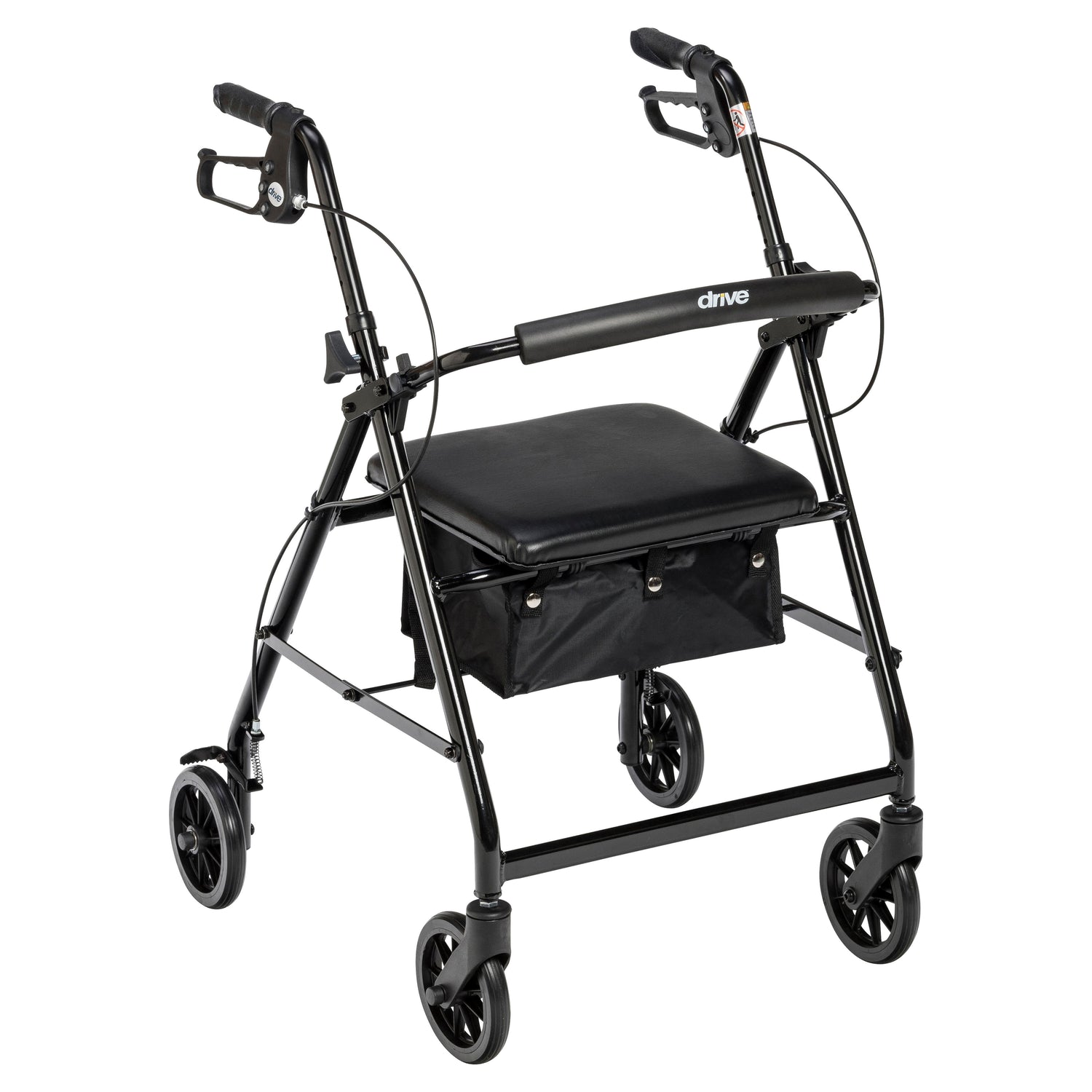 Rollator Rolling Walker with 6" Wheels, Fold Up Removable Back Support and Padded Seat, Black - Behope - R726BK