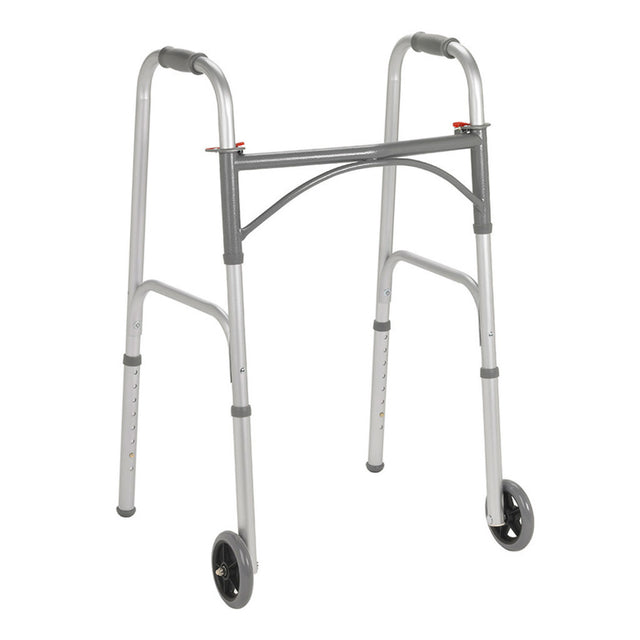 Folding Junior Walker, Two Button With 5" Wheels - BeHope