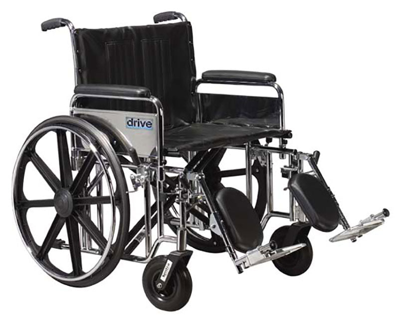 Sentra Ec Heavy Duty Wheelchair, Detachable Full Arms, Elevating Leg Rests, 24" Seat - BeHope