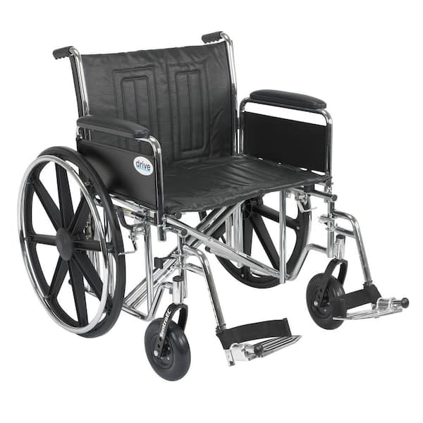 Sentra Ec Heavy Duty Wheelchair, Detachable Full Arms, Swing Away Footrests, 24" Seat - BeHope