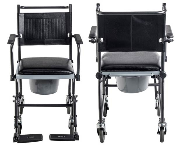 Upholstered Drop Arm Wheeled Commode - BeHope