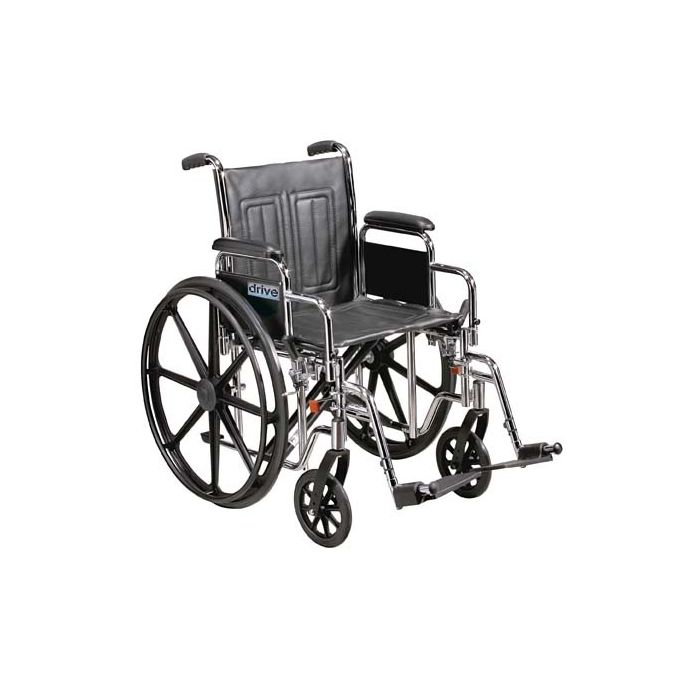 Sentra Ec Heavy Duty Wheelchair, Detachable Full Arms, Swing Away Footrests, 22" Seat - BeHope