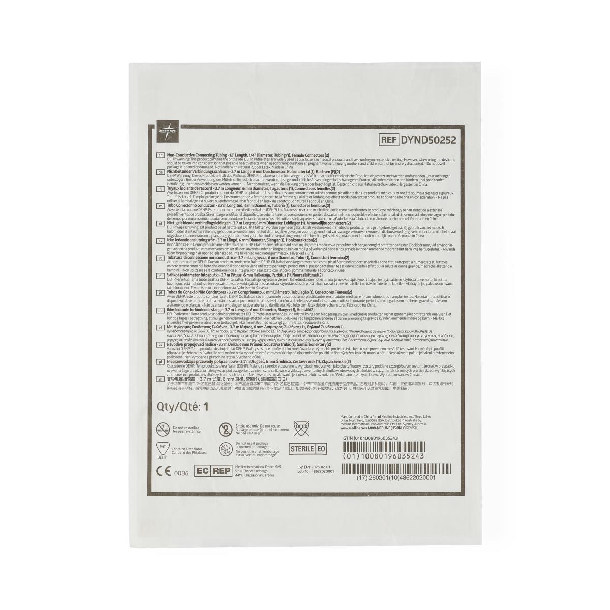 Suction Connecting Tubing 3/16"x20" Length Sterile Case/50 Each - BeHope