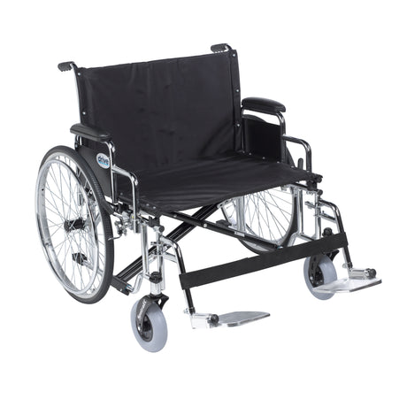 Sentra EC Heavy Duty Extra Wide Wheelchair, Detachable Desk Arms, Swing away Footrests, 26" Seat - BeHope