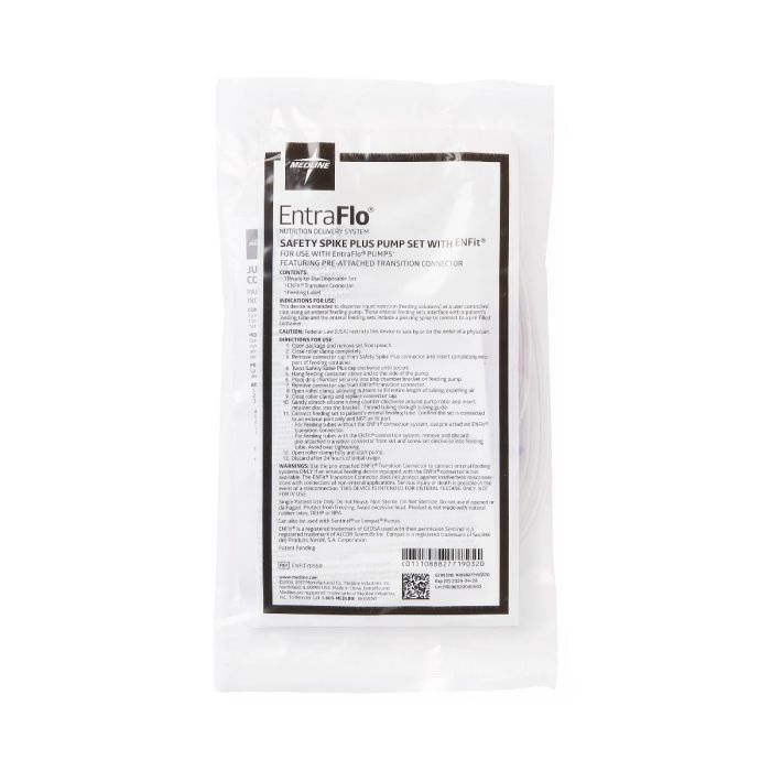 Entraflo (formerly Compat) Enteral Feed Safety Spike+ Pump Set W/pre Attached Enfit Feeding Tube Connector Case/30