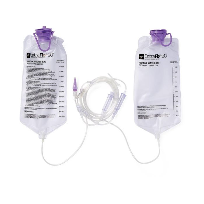 ENTRAFLO H2O (FORMERLY COMPAT DUO) ENTERAL FEED 1L BAG PUMP SET & 1L BAG FLUSH SET W/PRE ATTACHED ENFIT FEEDING TUBE CONNECTOR CASE/30 EACH