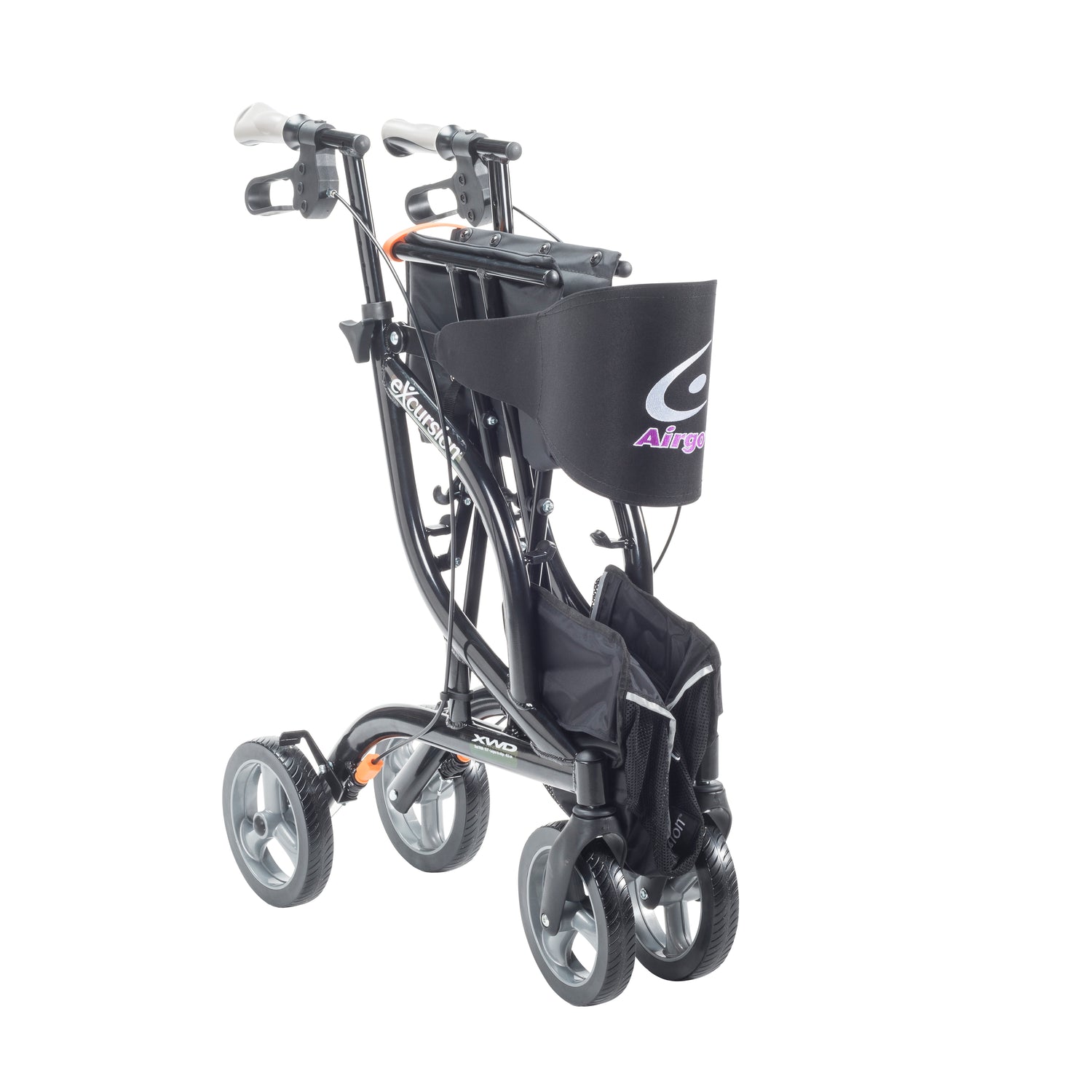 eXcursion XWD Heavy Duty Rollator Rolling Walker, Pearl Black - BeHope