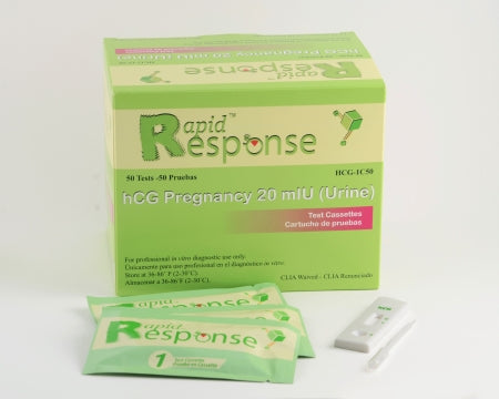 Rapid Response Hcg Urine Pregnancy Test Cassette Kit Box/50 Each - BeHope
