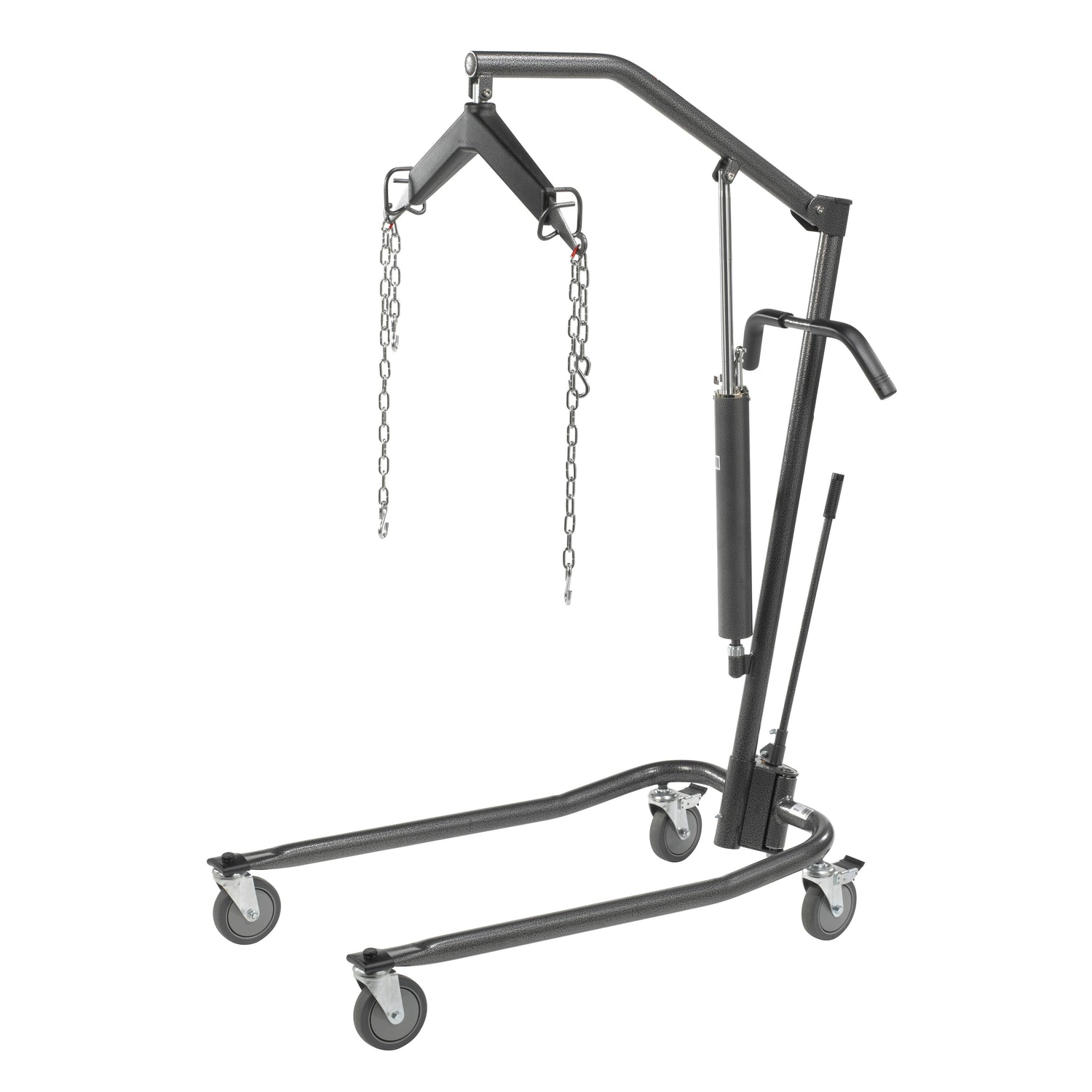 Hydraulic Patient Lift with Six Point Cradle, 5" Casters, Silver Vein - BeHope
