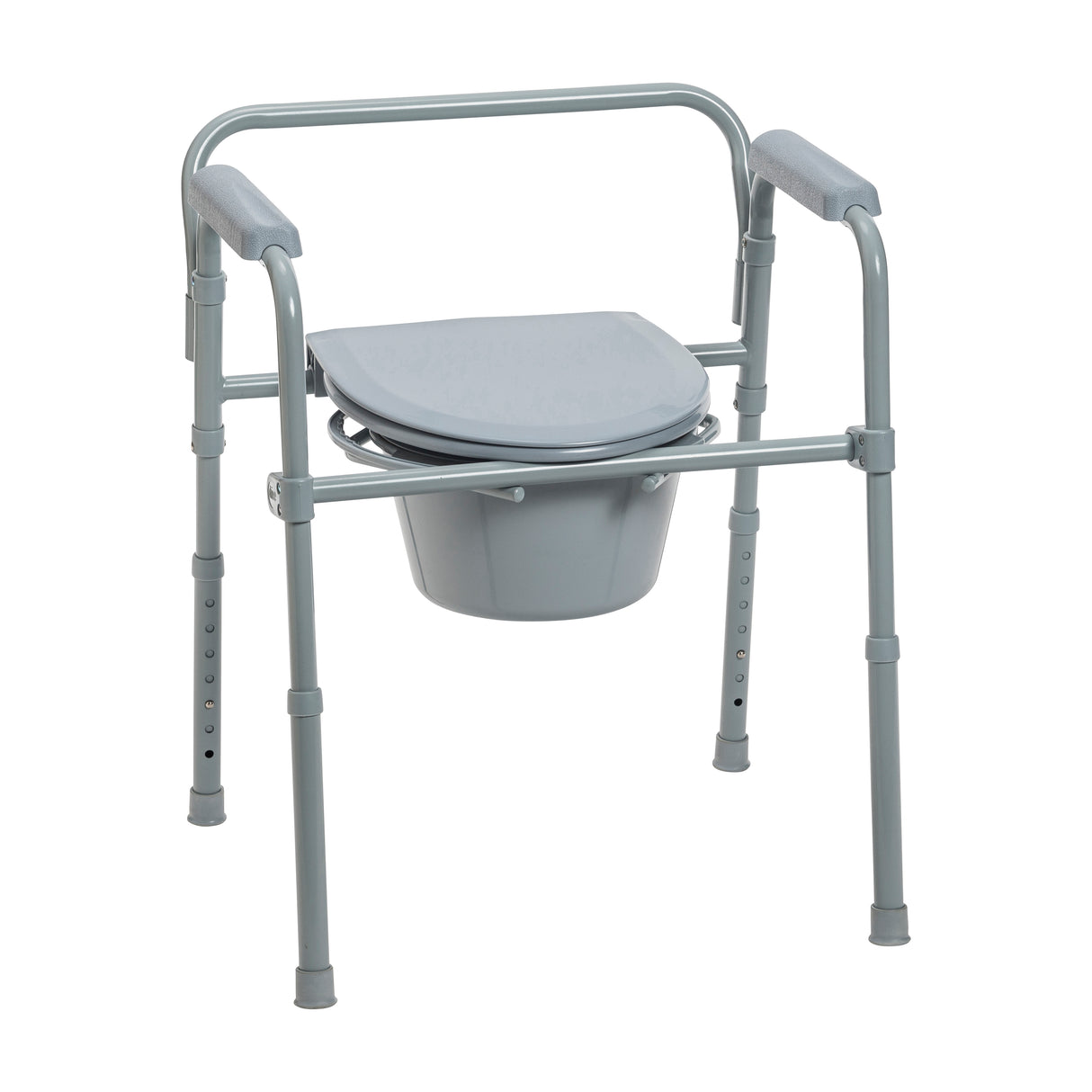 Steel Folding Deep Seat Bedside Commode, Gray - BeHope