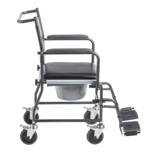 Upholstered Drop Arm Wheeled Commode - BeHope