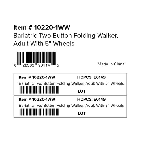 Heavy Duty Bariatric Two Button Walker with Wheels - BeHope