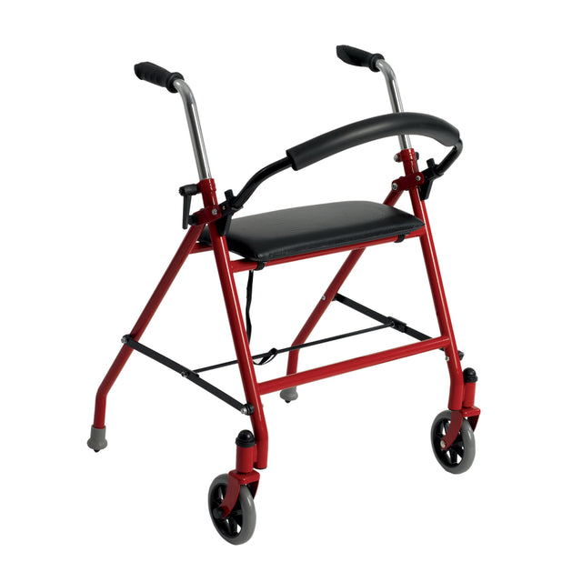 Two Wheeled Walker With Seat, Red - BeHope