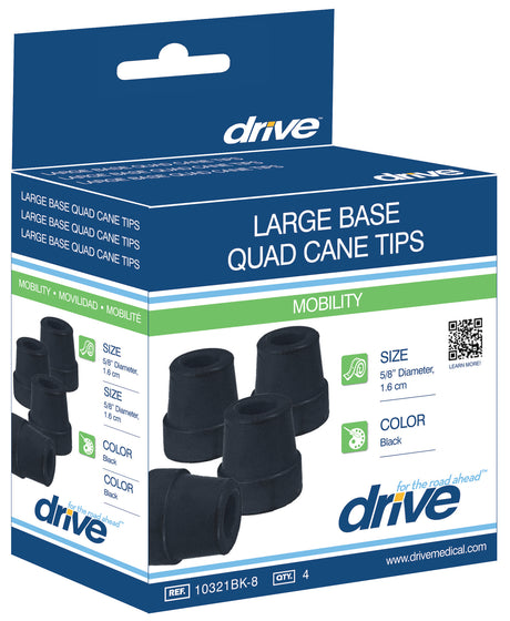 Large Base Quad Cane Tips, 3/4", Black - BeHope