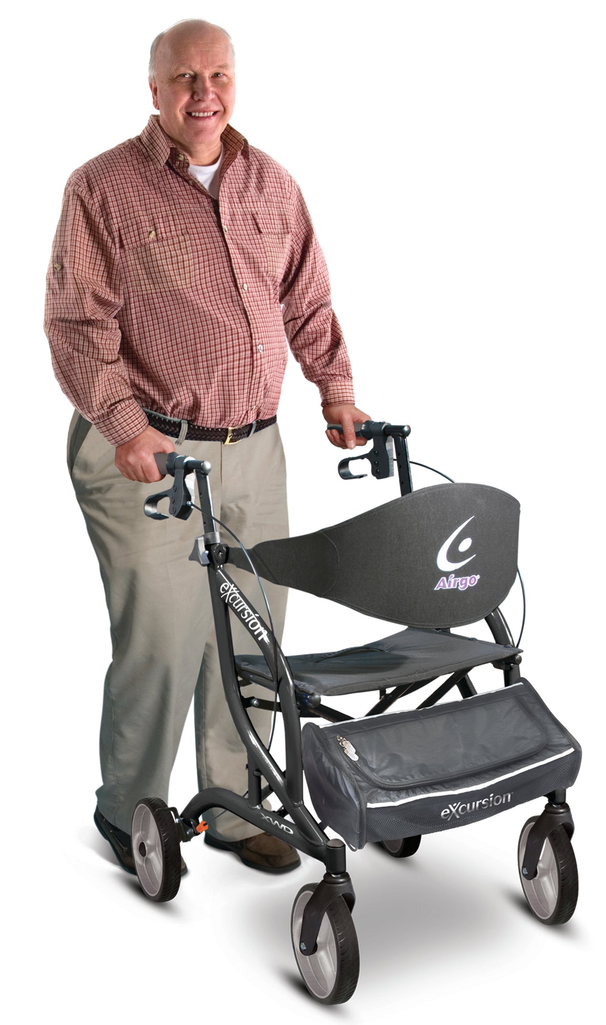 eXcursion XWD Heavy Duty Rollator Rolling Walker, Pearl Black - BeHope