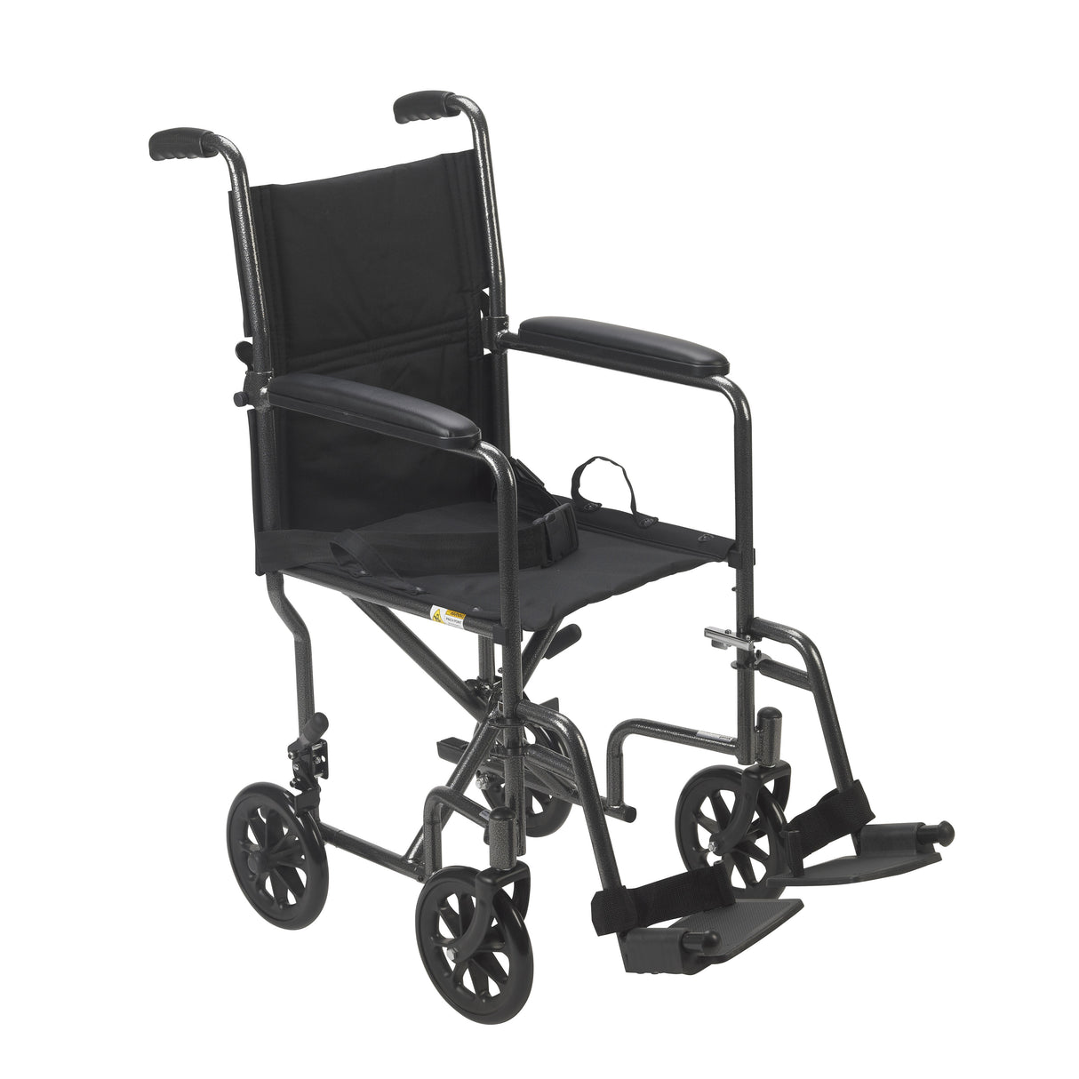 Lightweight Steel Transport Wheelchair, Fixed Full Arms, 19" Seat - BeHope