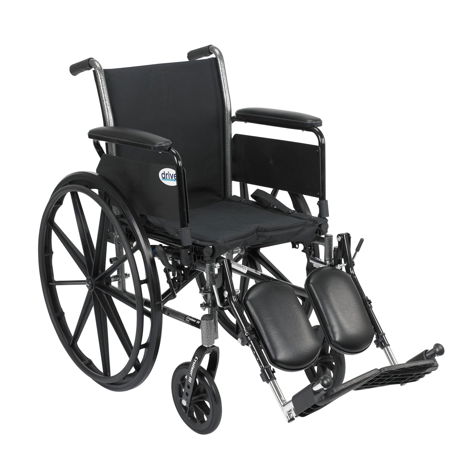 Cruiser III Light Weight Wheelchair with Flip Back Removable Arms, Full Arms, Elevating Leg Rests, 16" Seat - Behope - K316DFA-ELR