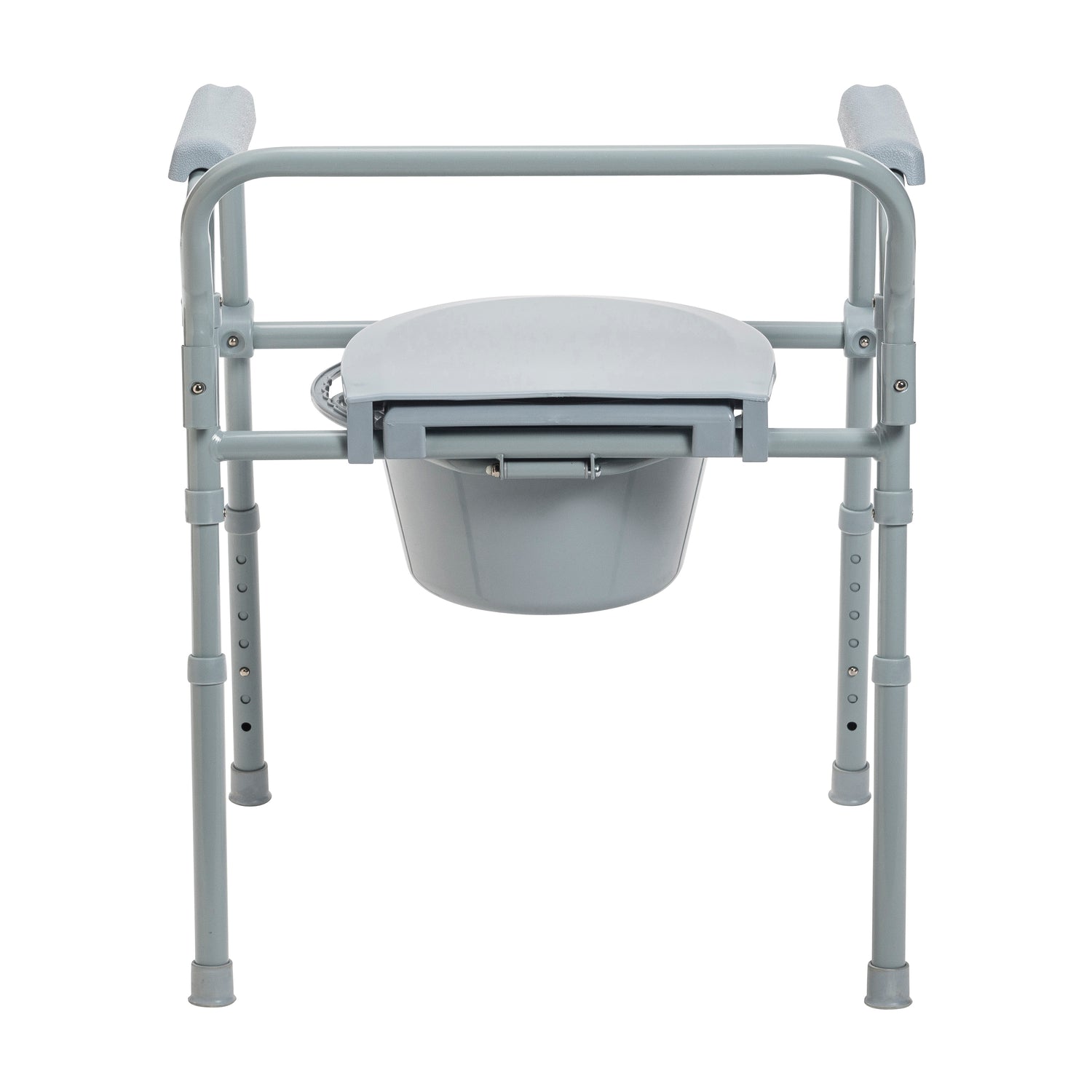 Steel Folding Deep Seat Bedside Commode, Gray - BeHope
