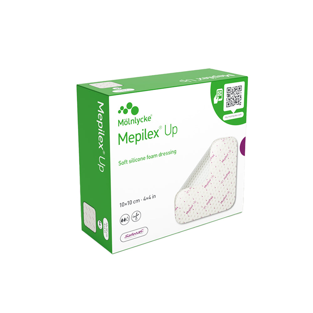 Mepilex Up Foam Dressing 5cm X 5cm With Safetec Technology Water-resist Back Heavy Exuding Wounds - Box Of 5 - Behope